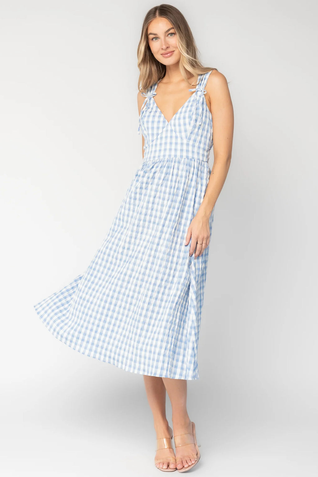 Arwen Gingham Midi Dress | Blue + White