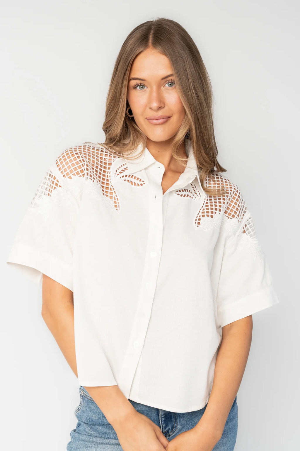 Jordin Embroidered Top | Off White