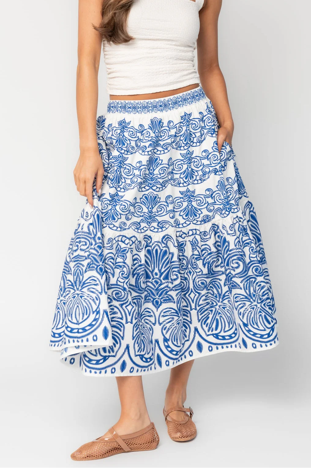 Patience Skirt | White + Blue