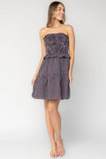Madelyn Strapless Short Dress | Navy Stripe