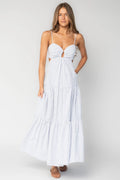 Ramos Tiered Maxi Dress | White + Blue Stripe