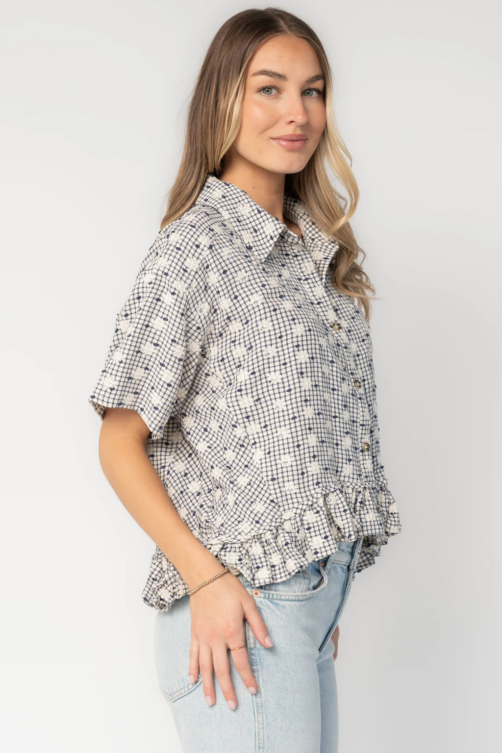 Jalen Relaxed Peplum Top | Blue