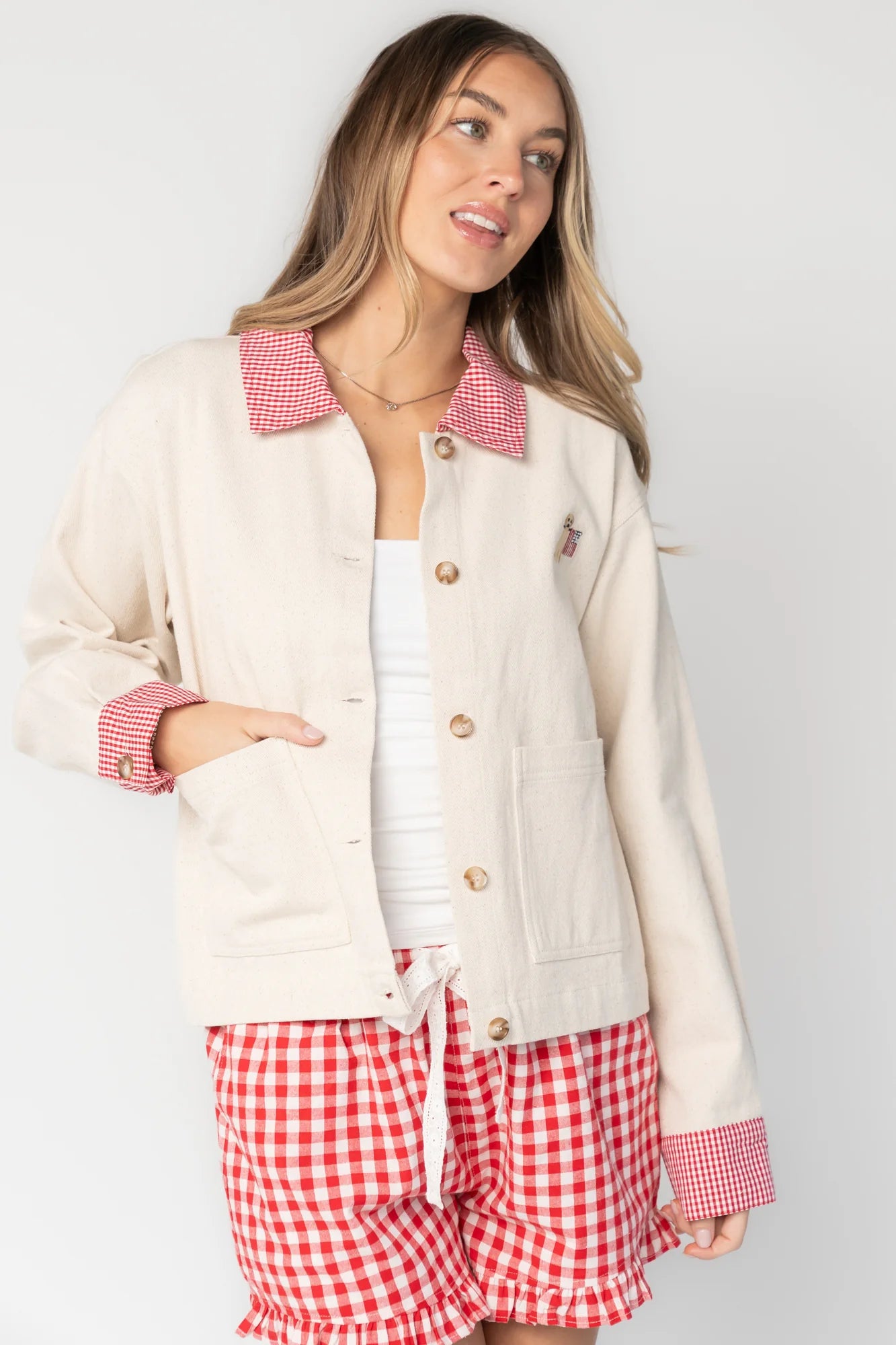 Scout Jacket | Ivory + Red Gingham