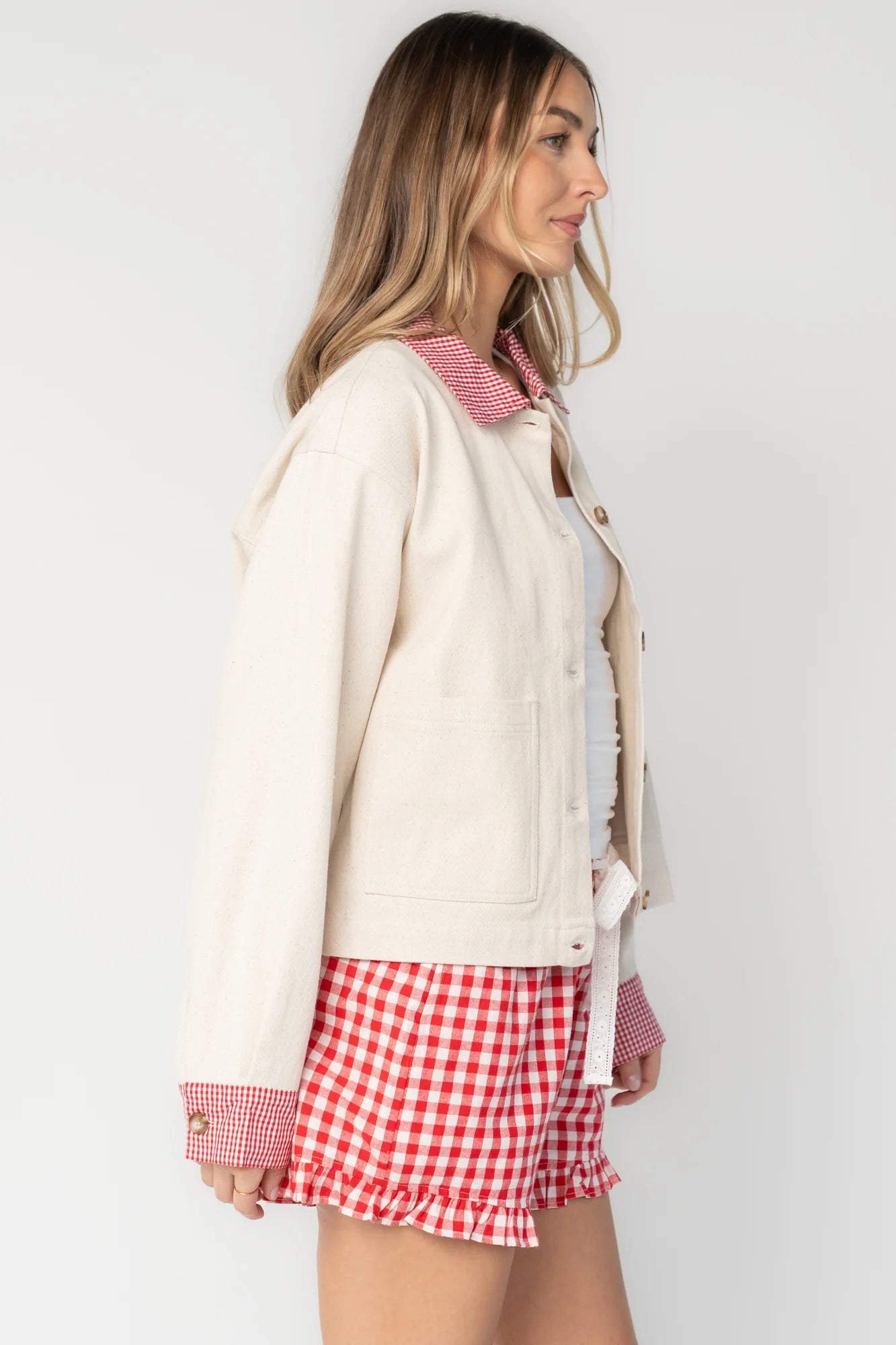 Scout Jacket | Ivory + Red Gingham