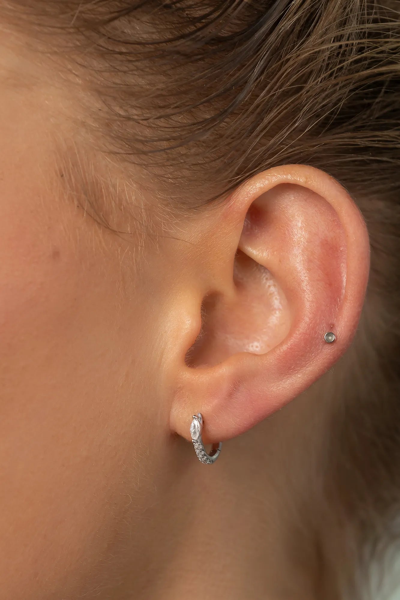Halo Huggie Hoop Earrings | Silver