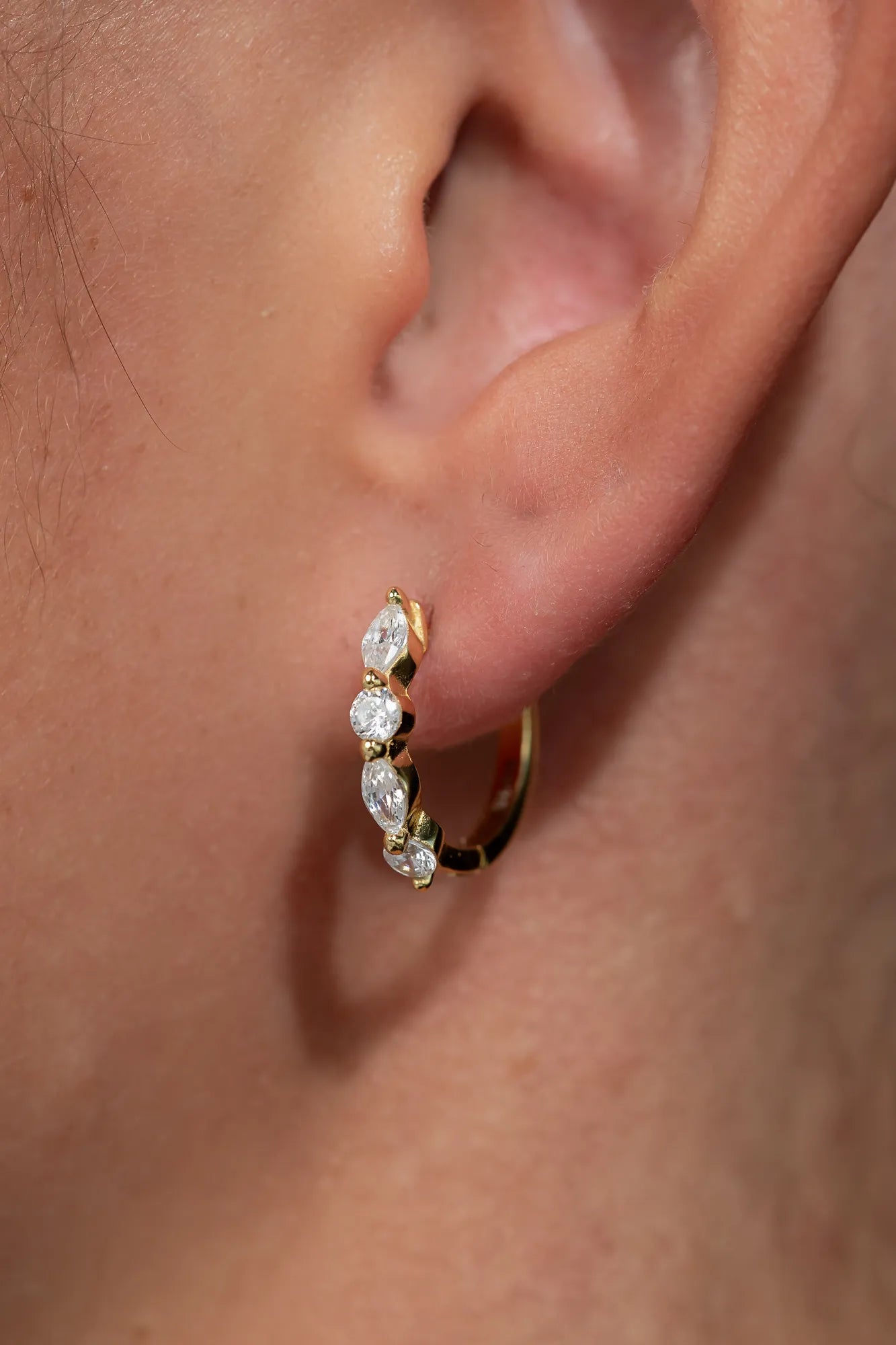 Aria Crystal Hoop Earrings | Gold