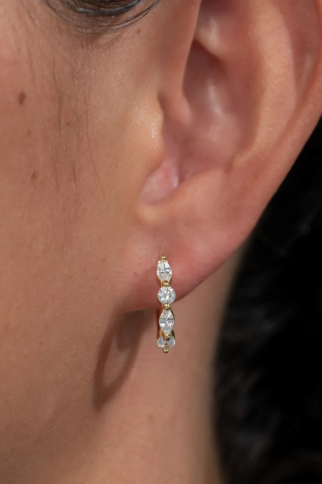 Aria Crystal Hoop Earrings | Gold