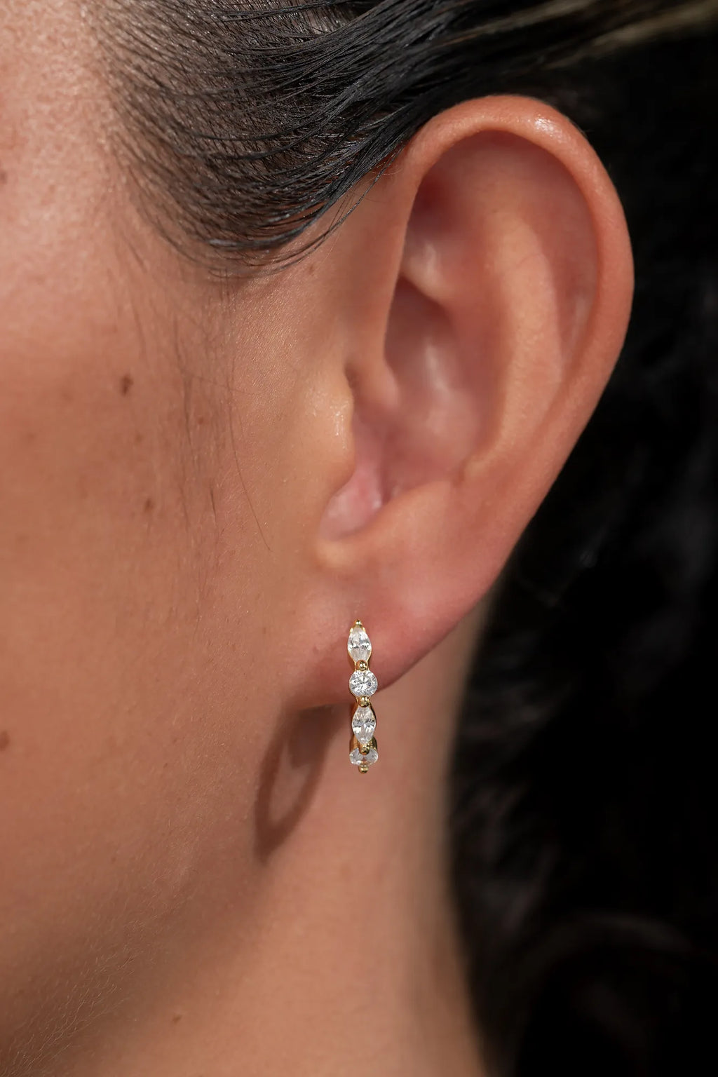 Aria Crystal Hoop Earrings | Gold