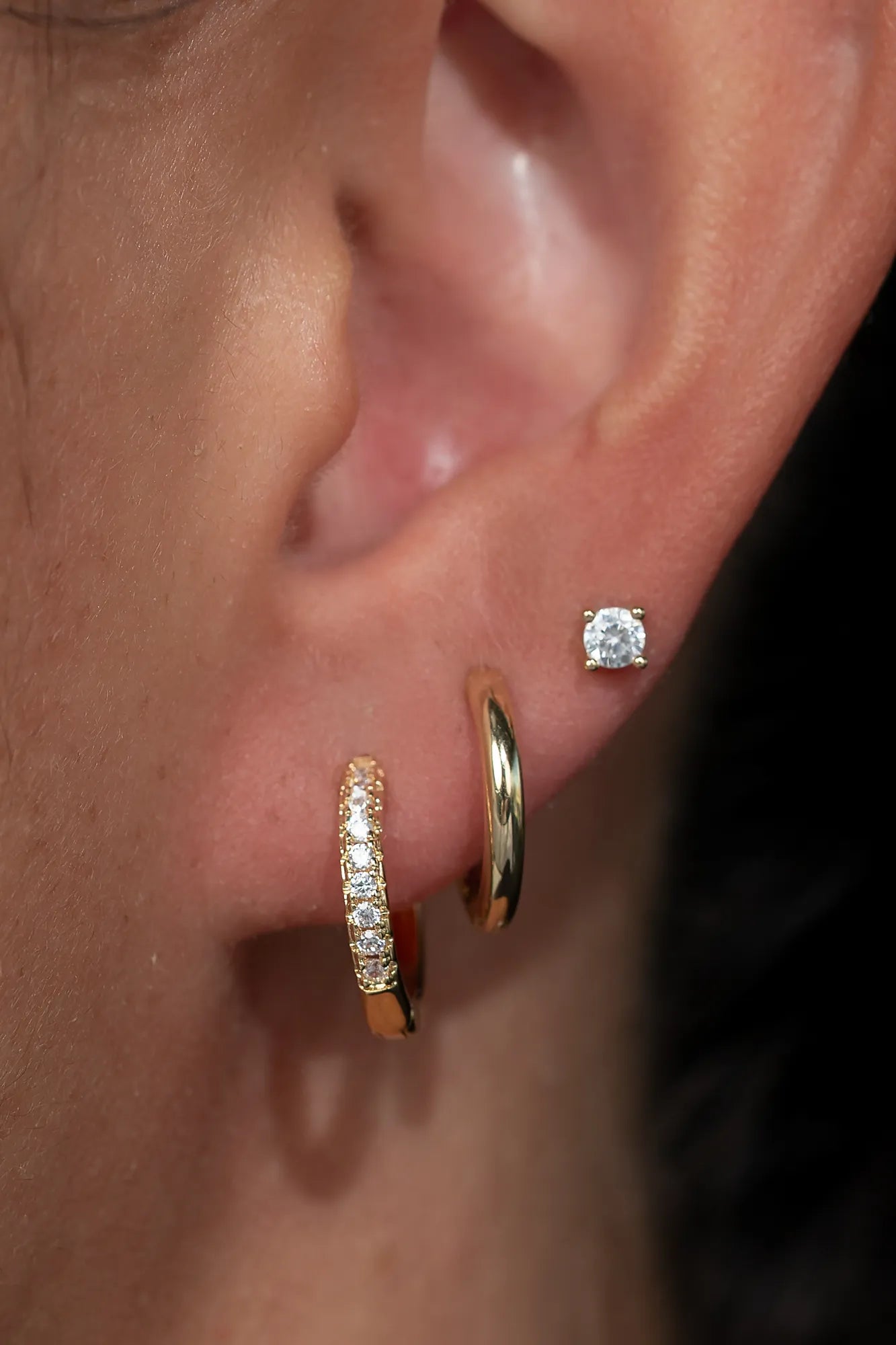 Classic Crystal Hoop Set | Gold