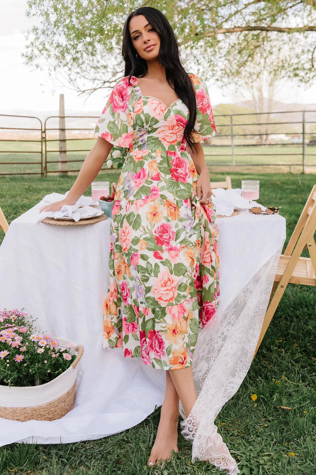 Paislee Midi Dress | Multi Floral