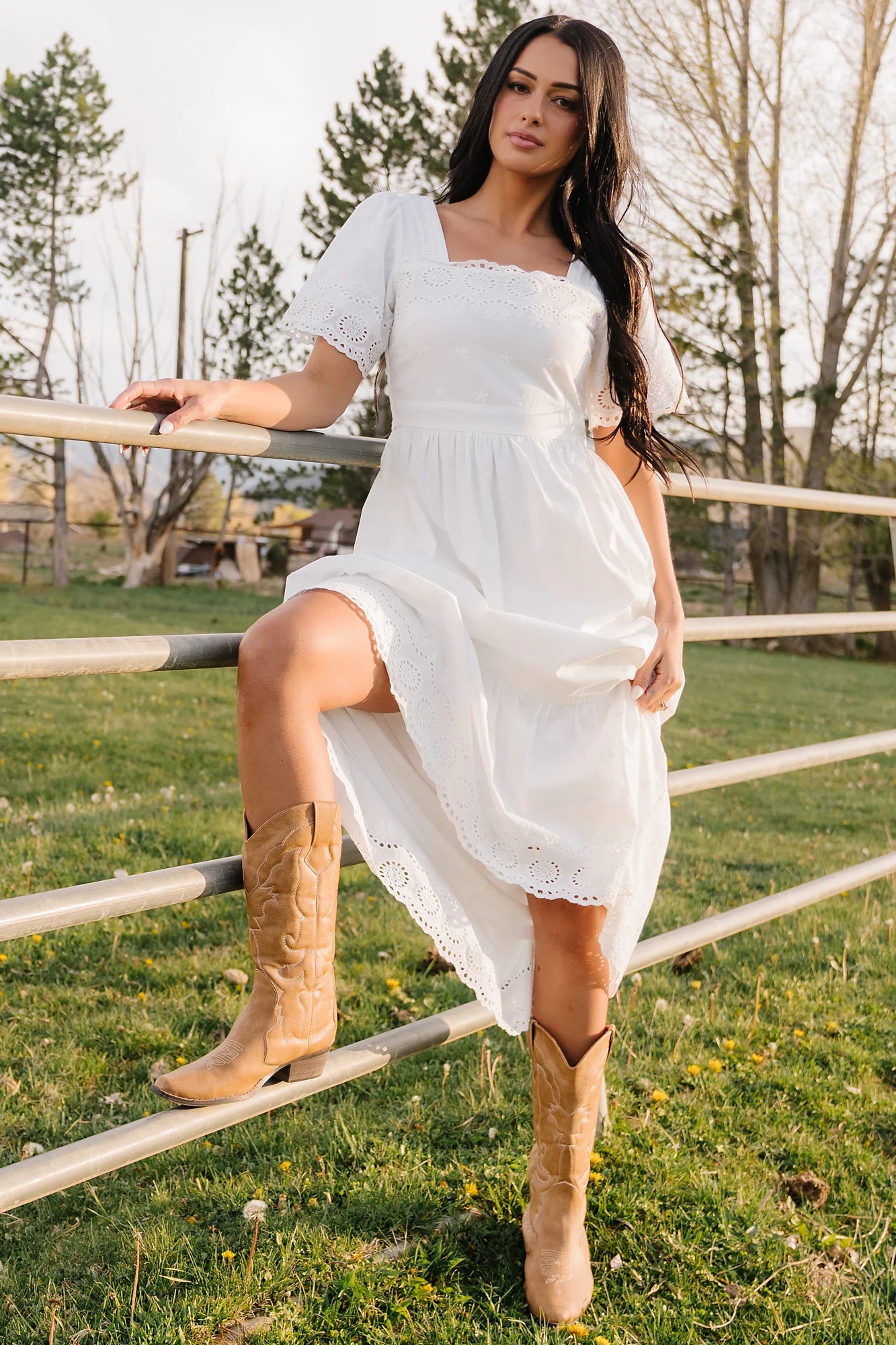 Maddy Eyelet Midi Dress | Off White