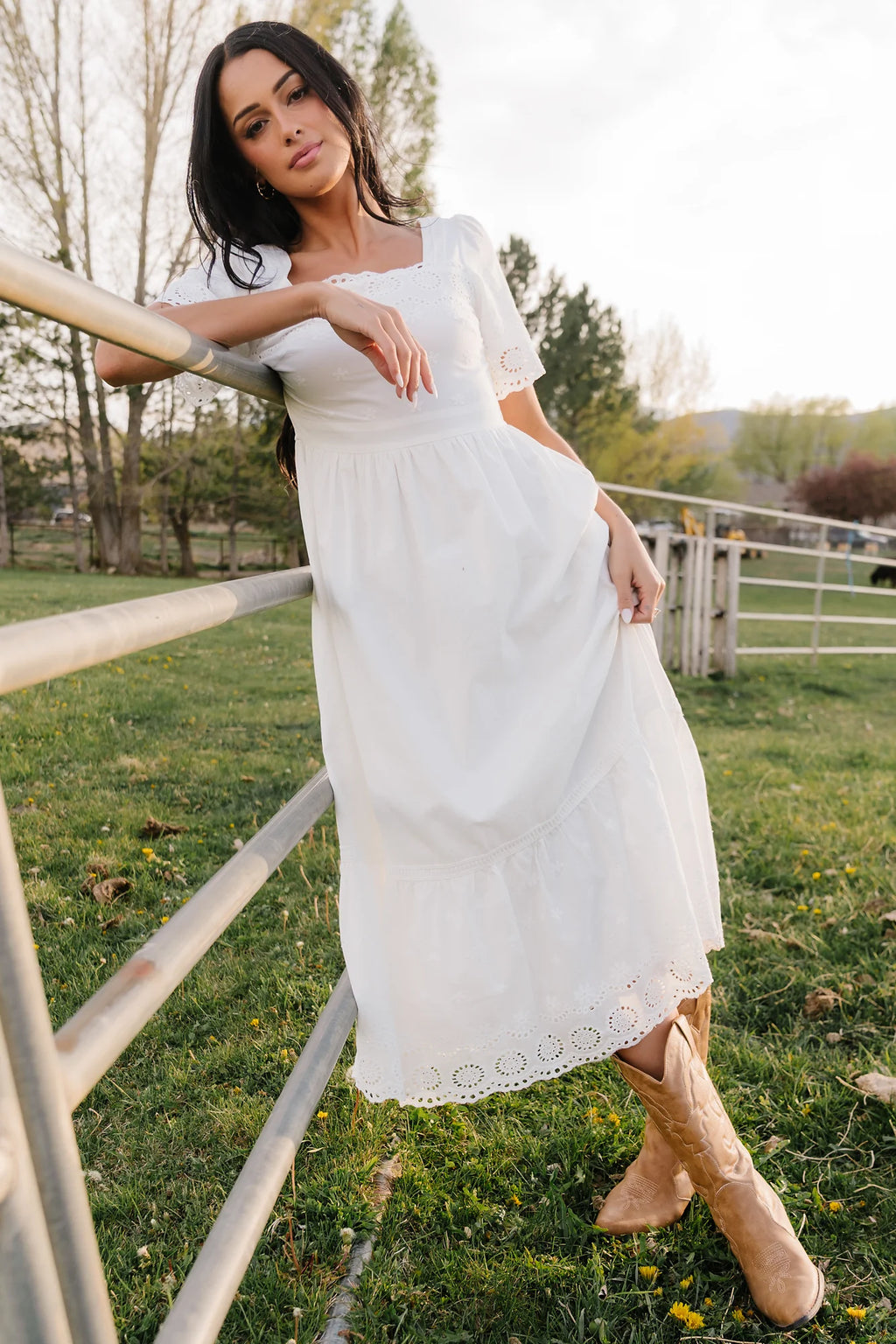Maddy Eyelet Midi Dress | Off White