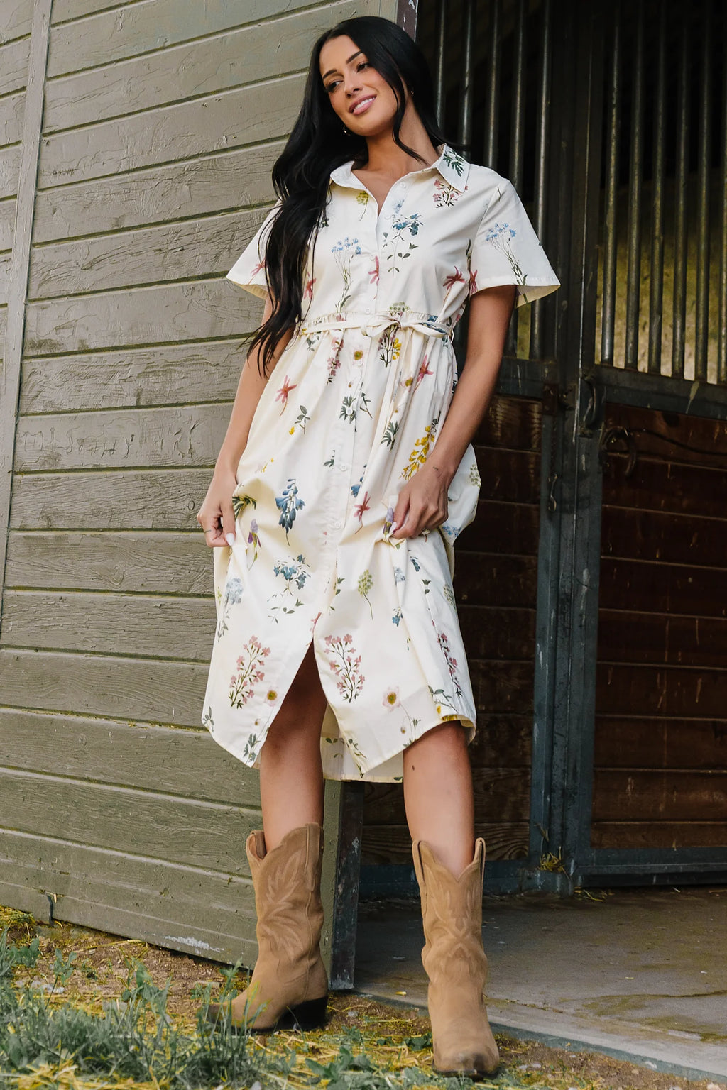 Marley Midi Dress | Ivory + Multi Floral