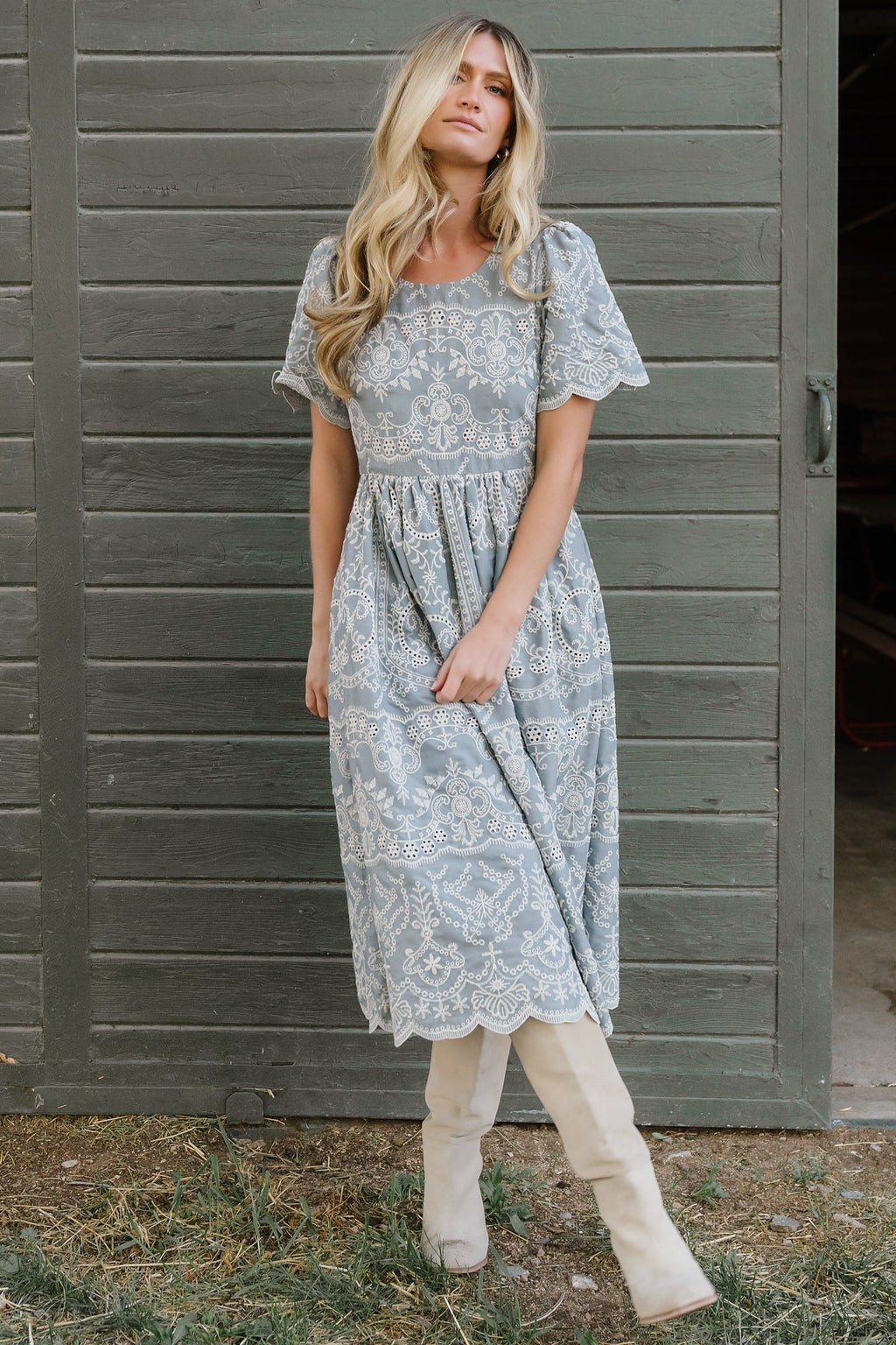 Margot Eyelet Midi Dress | Slate