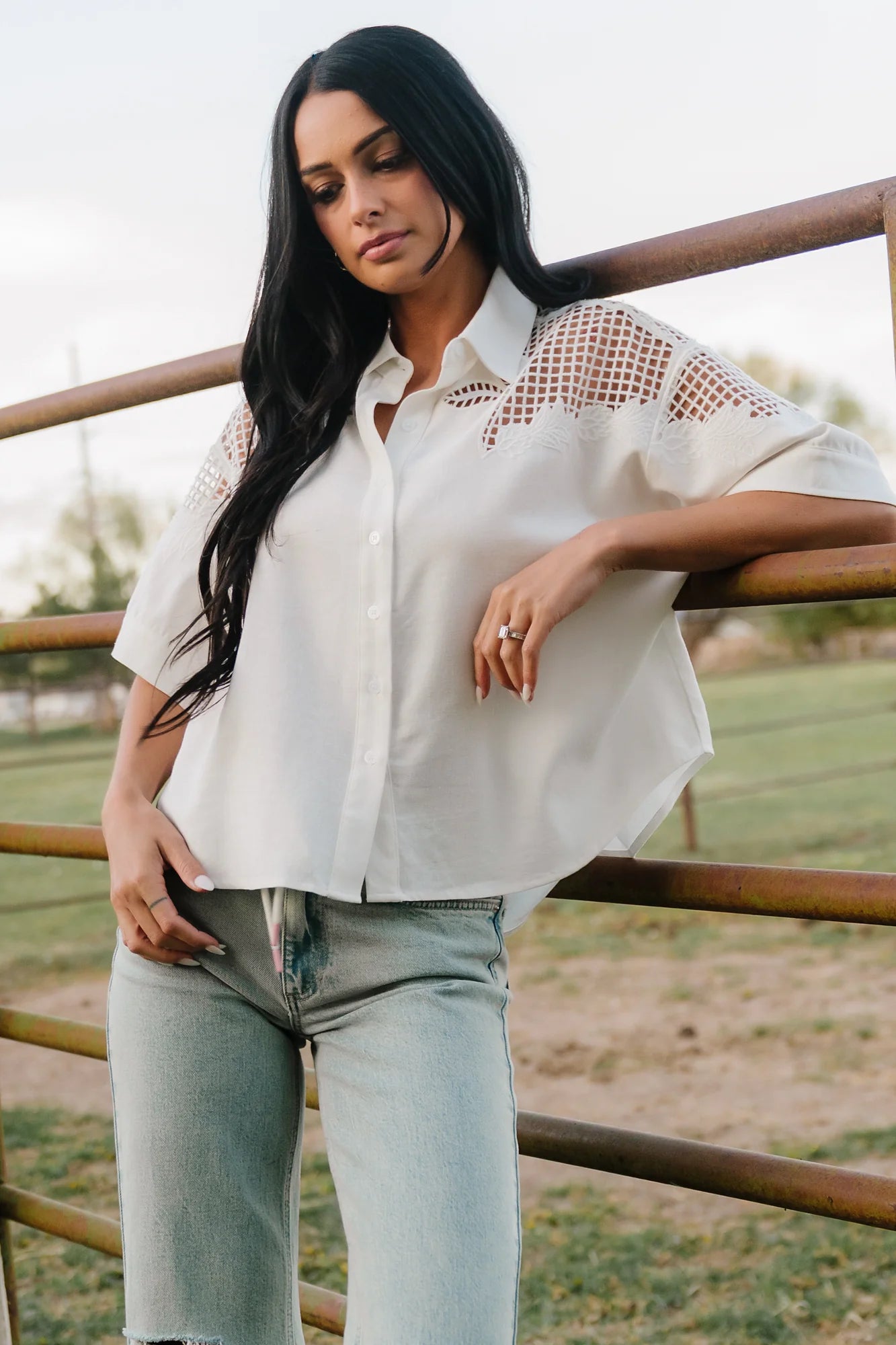 Jordin Embroidered Top | Off White