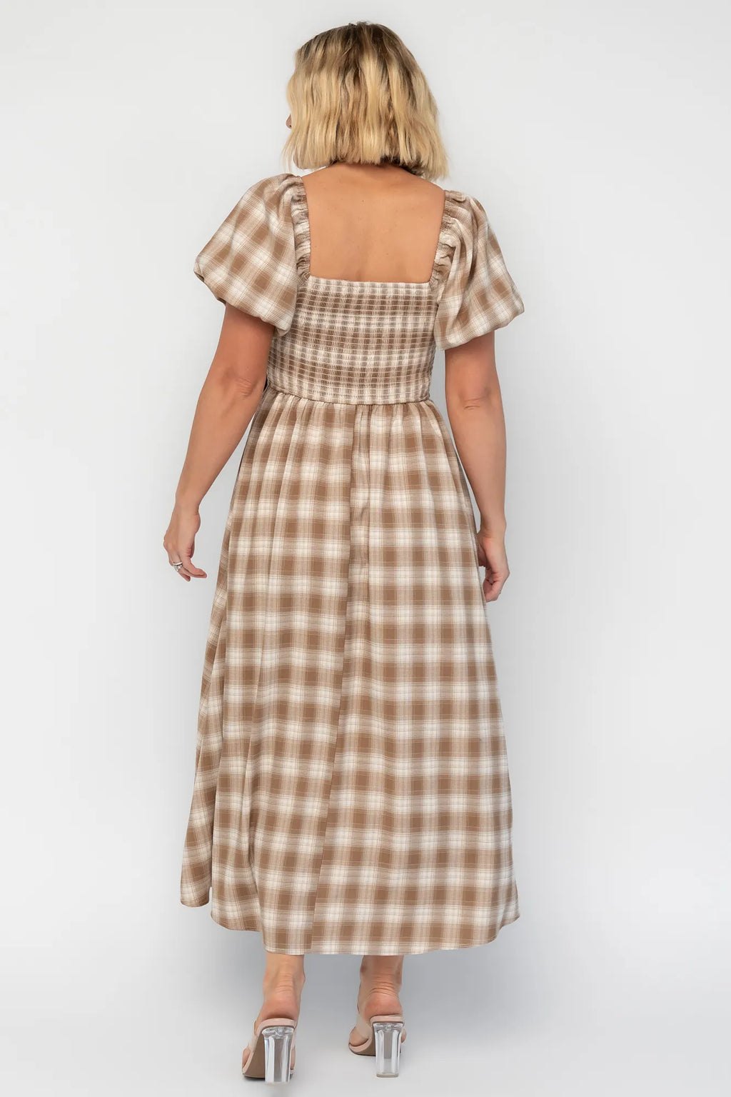 Sinclair Midi Dress | Brown Plaid