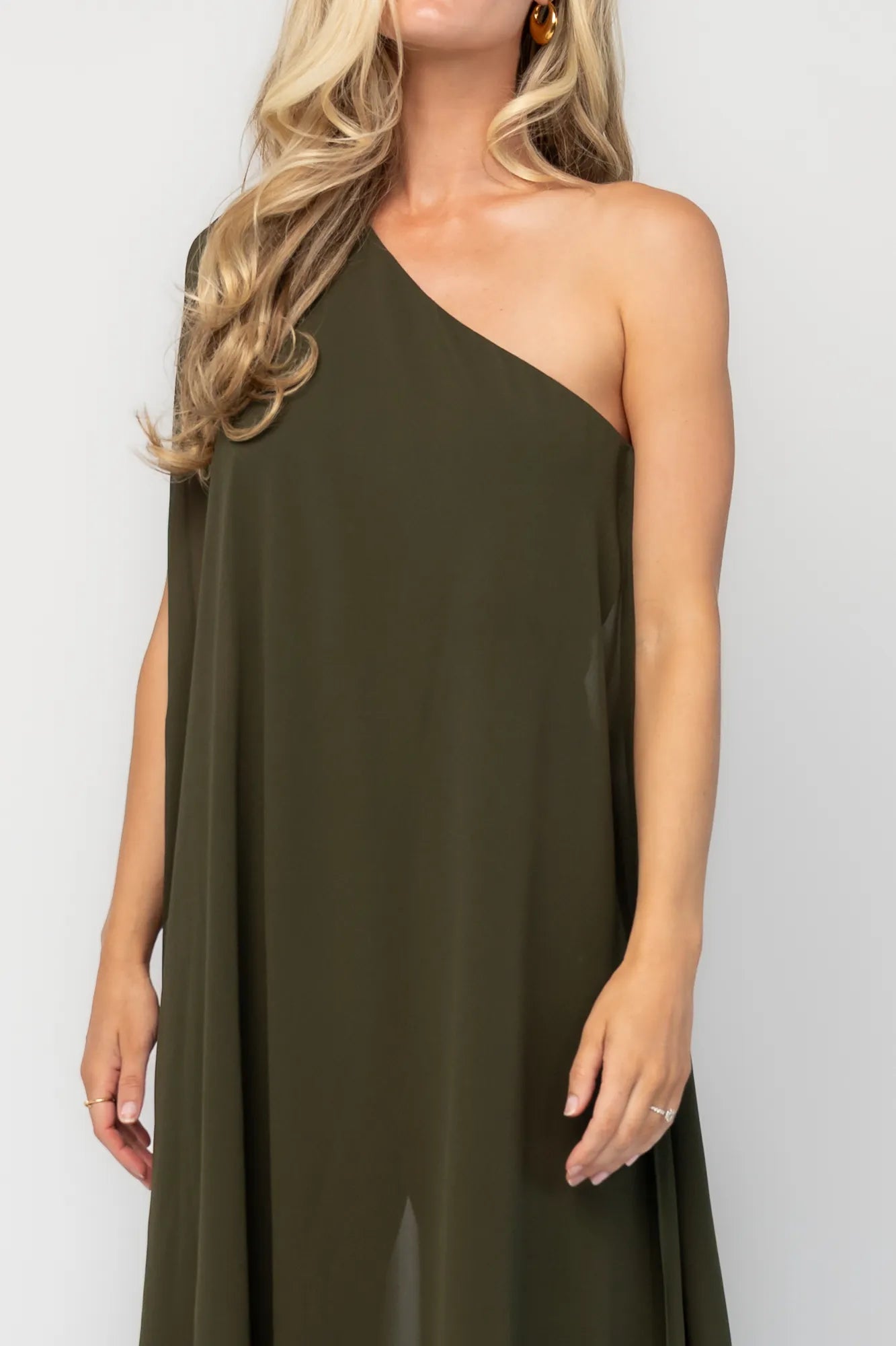 Penthouse One Shoulder Jumpsuit | Olive