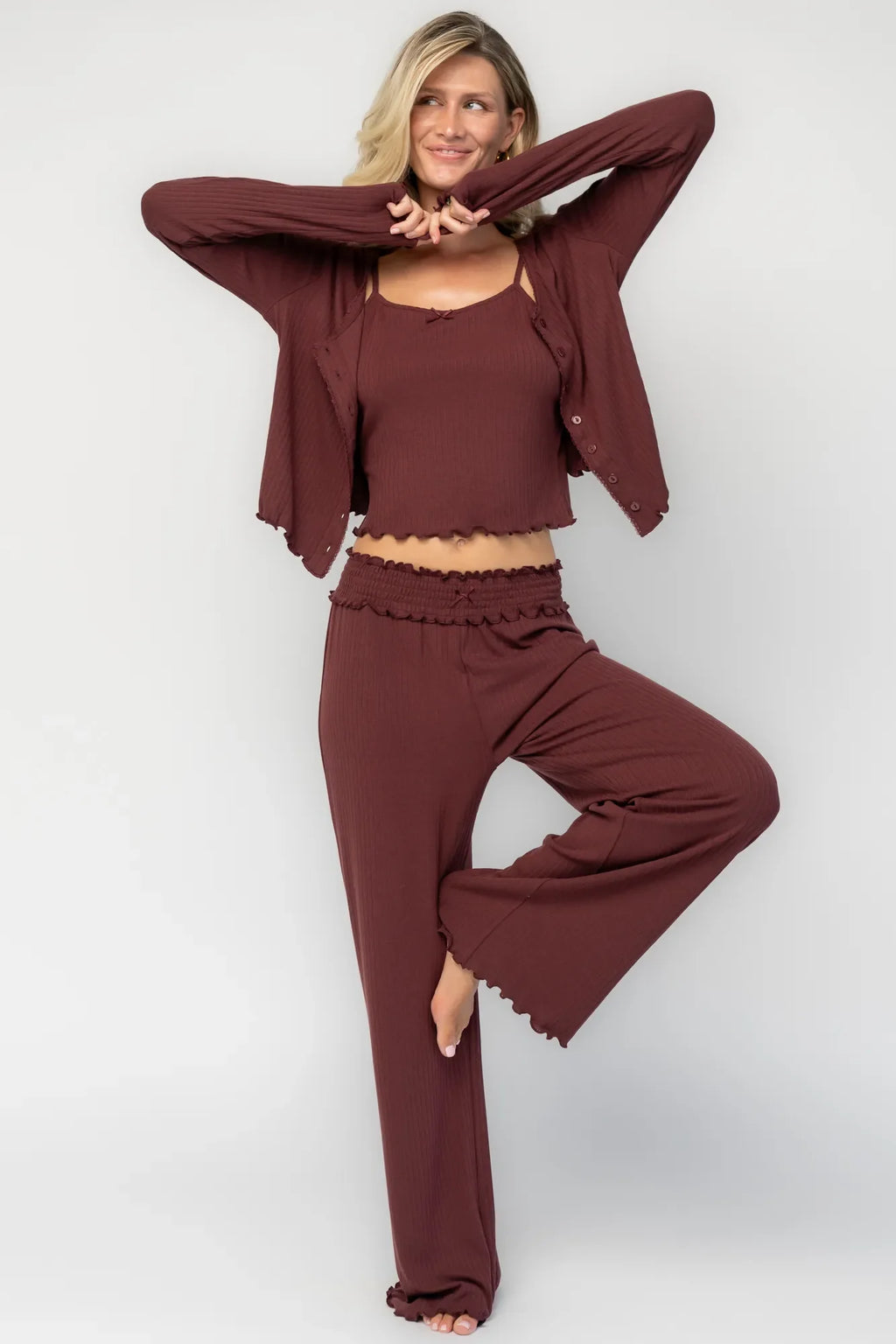 Louise Soft Knit Pajama Set | Mulberry