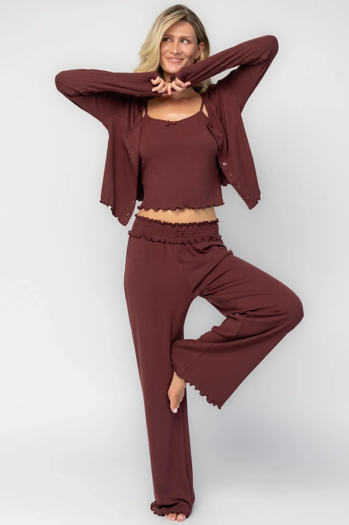 Louise Soft Knit Pajama Set | Mulberry