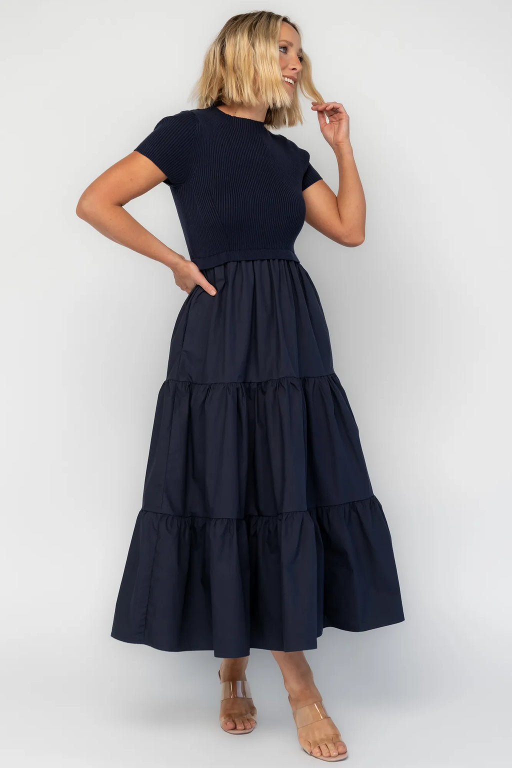 Devotion Tiered Dress | Navy