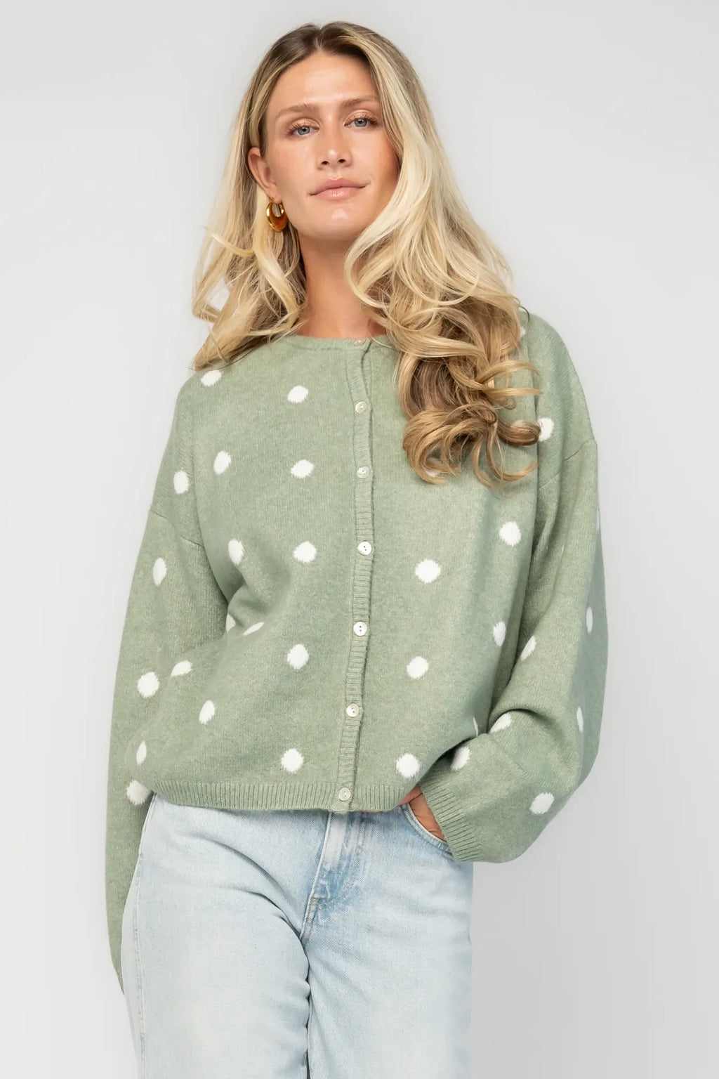 Cinder Cardigan | Sage + White Dot