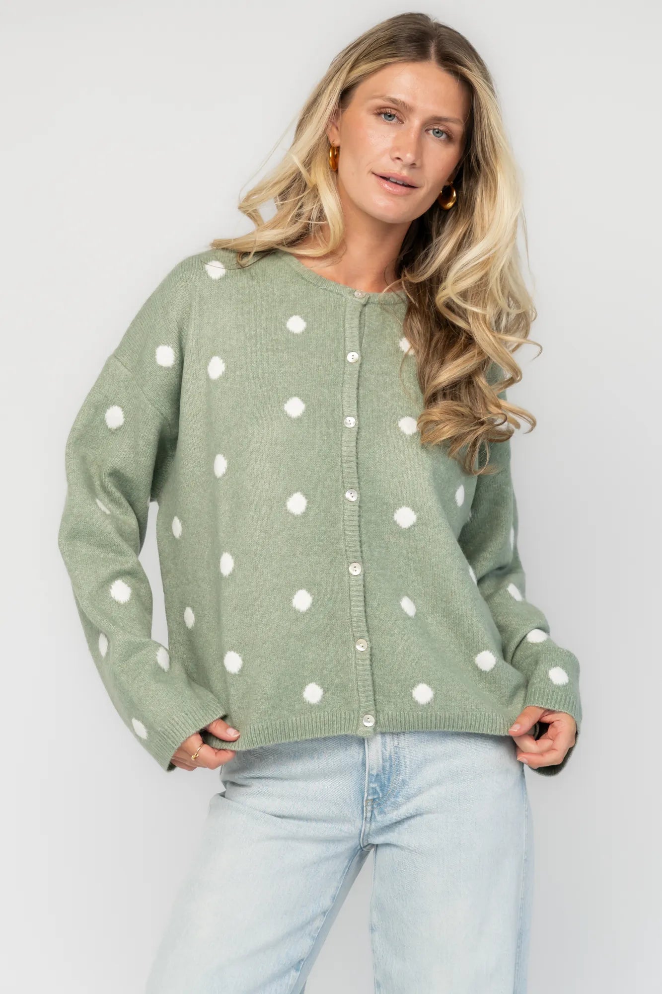 Cinder Cardigan | Sage + White Dot