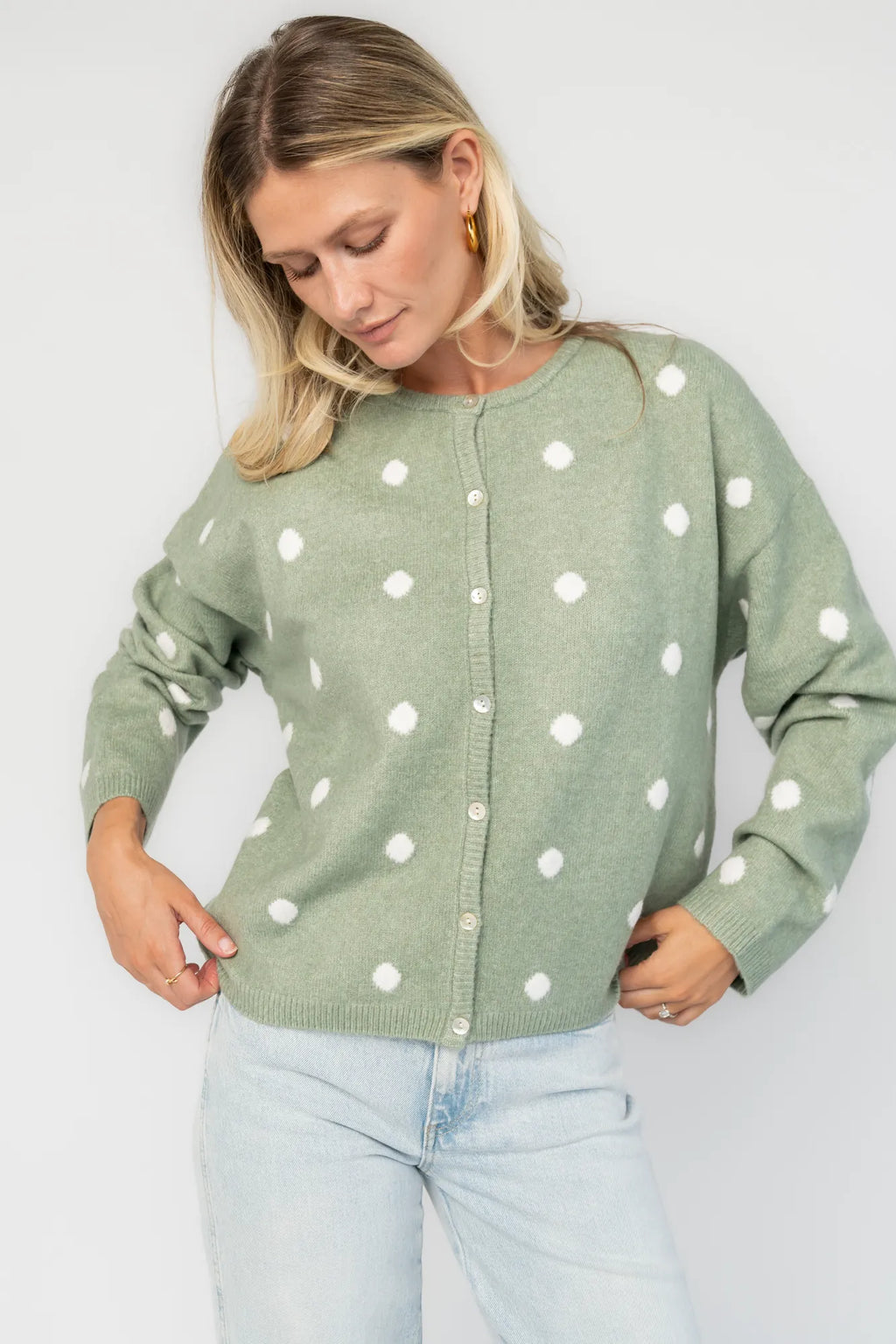 Cinder Cardigan | Sage + White Dot