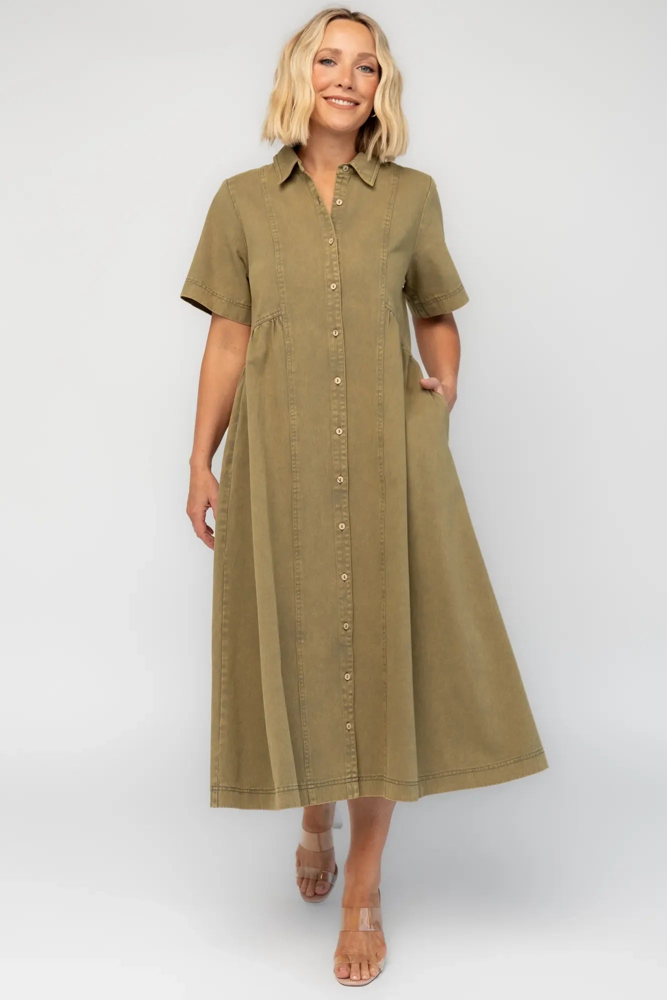 Lenore Button Up Dress | Olive