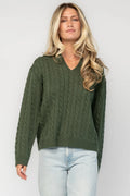 Arden Cable Knit Sweater | Dark Green