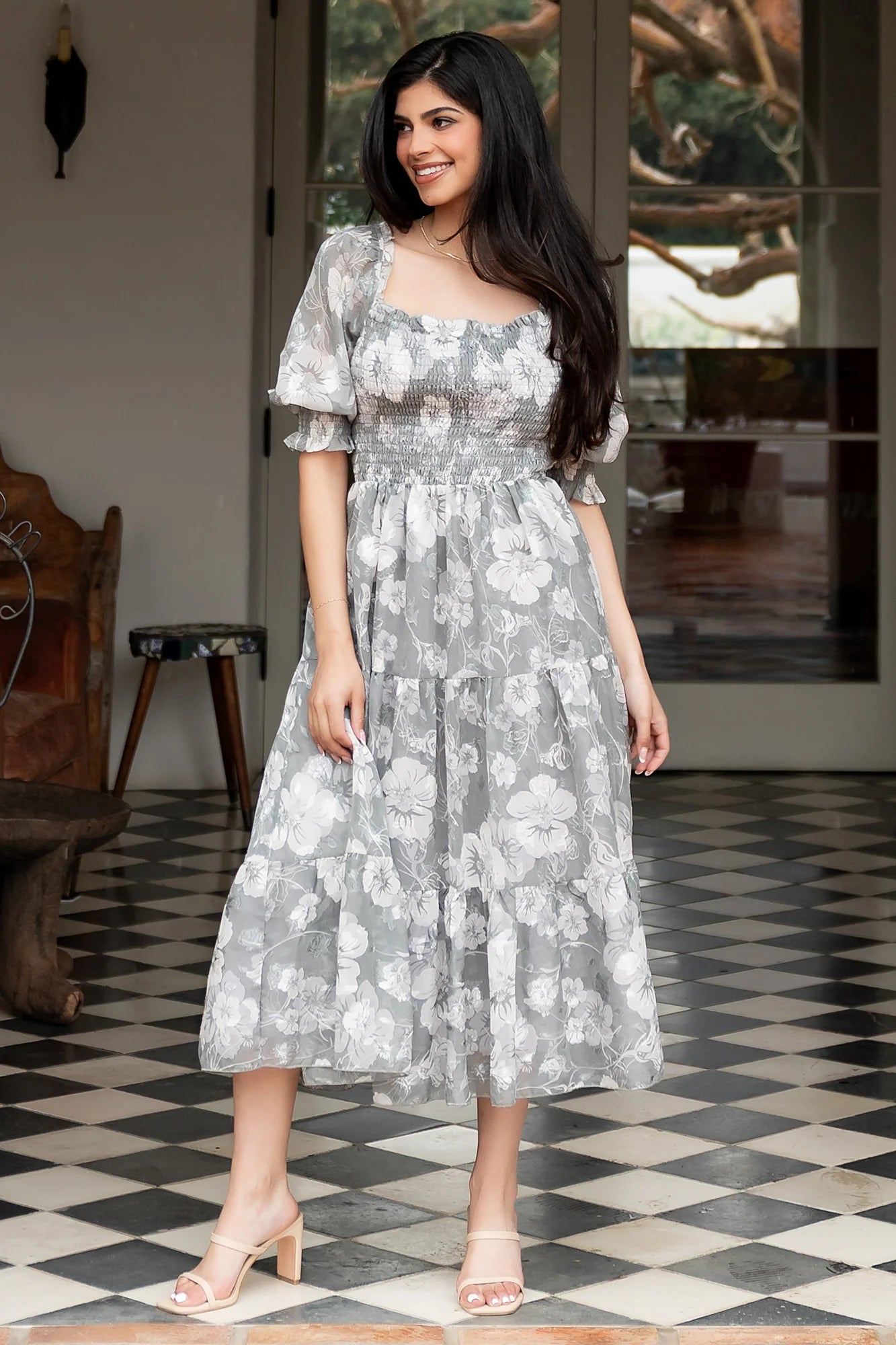 Fabian Jacquard Midi Dress | Dusty Sage