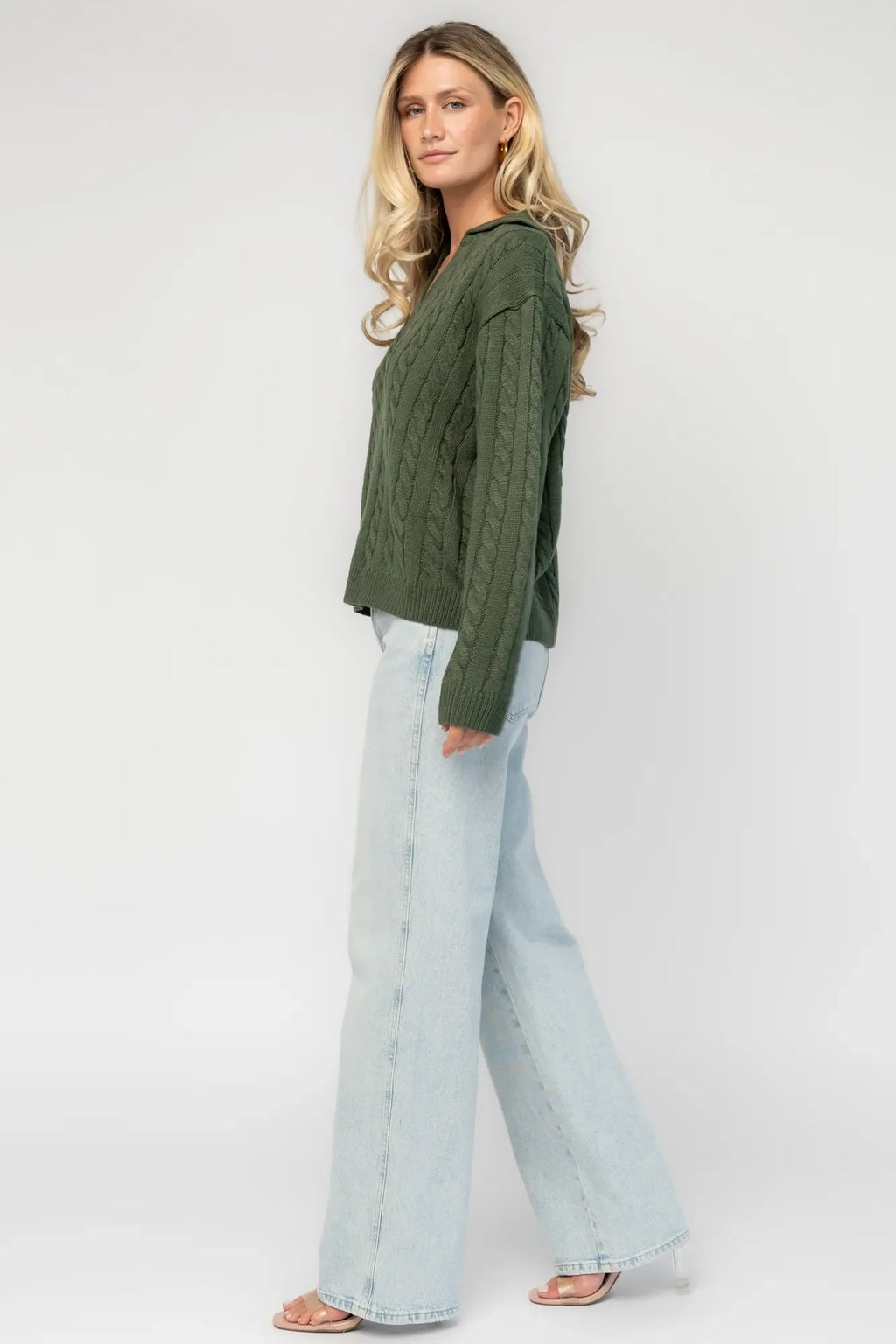 Arden Cable Knit Sweater | Dark Green
