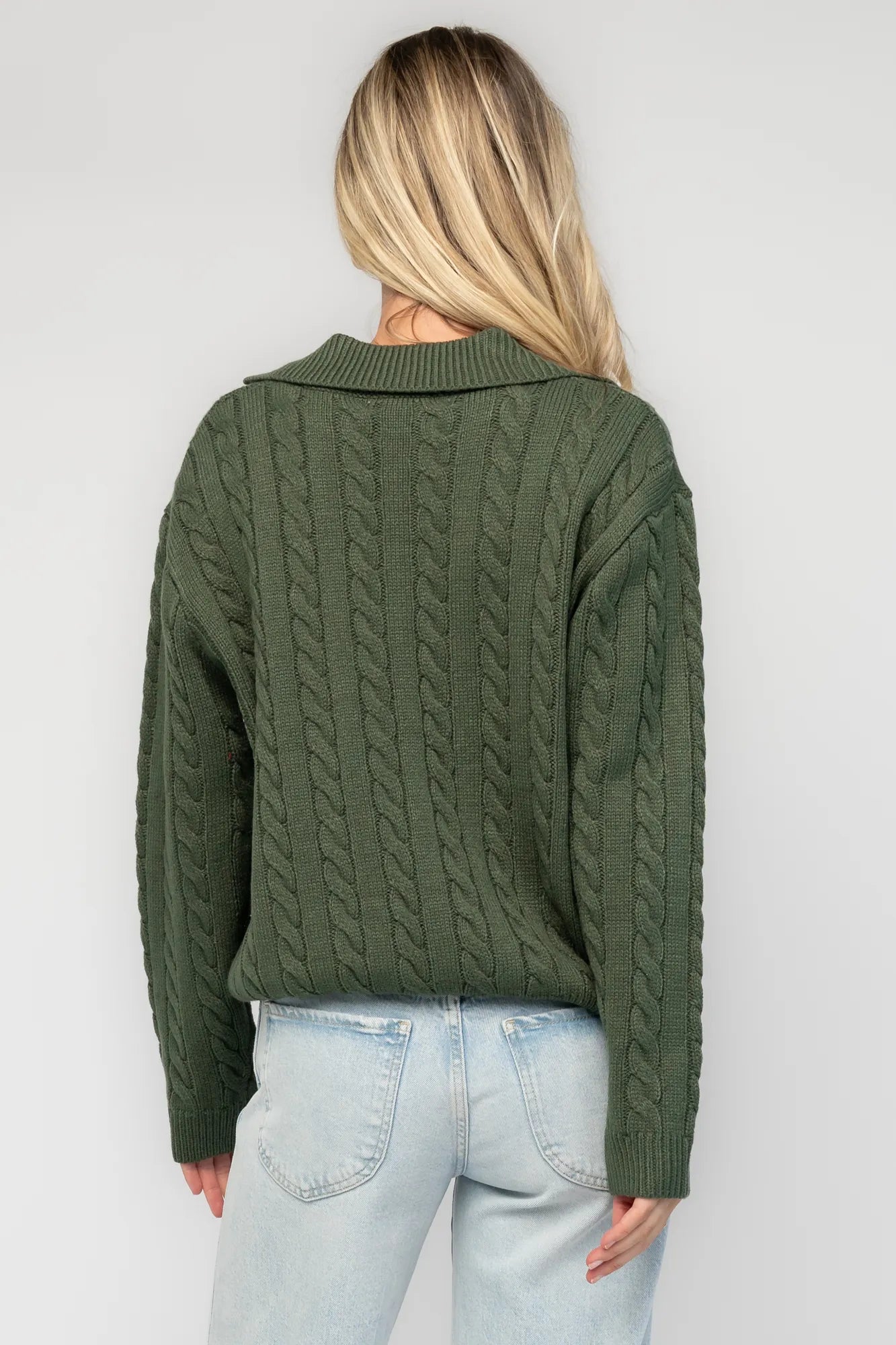 Arden Cable Knit Sweater | Dark Green