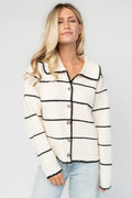 Franklin Cardigan | Cream + Black Stripe