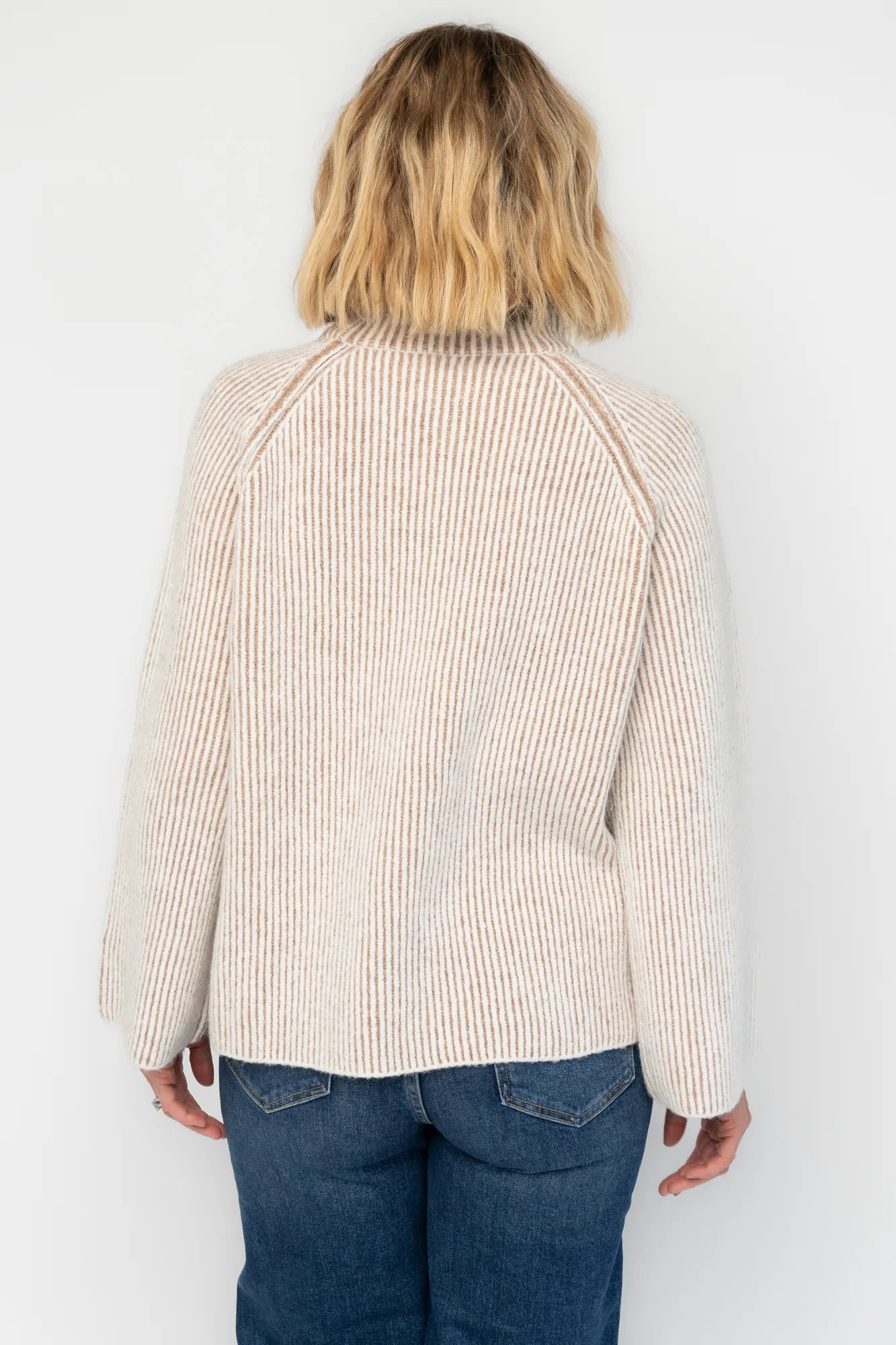 Arlington Half Zip Sweater | Beige Stripe