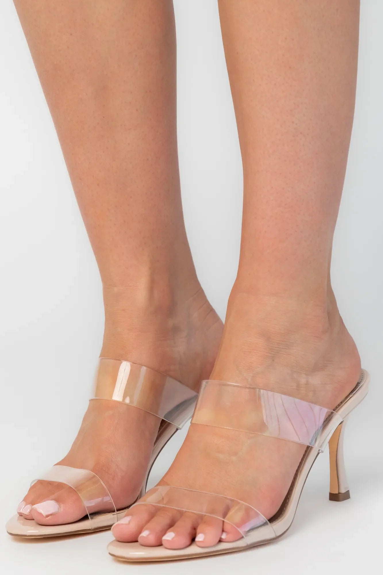 Mona Clear Strap Kitten Heel | Blush Nude