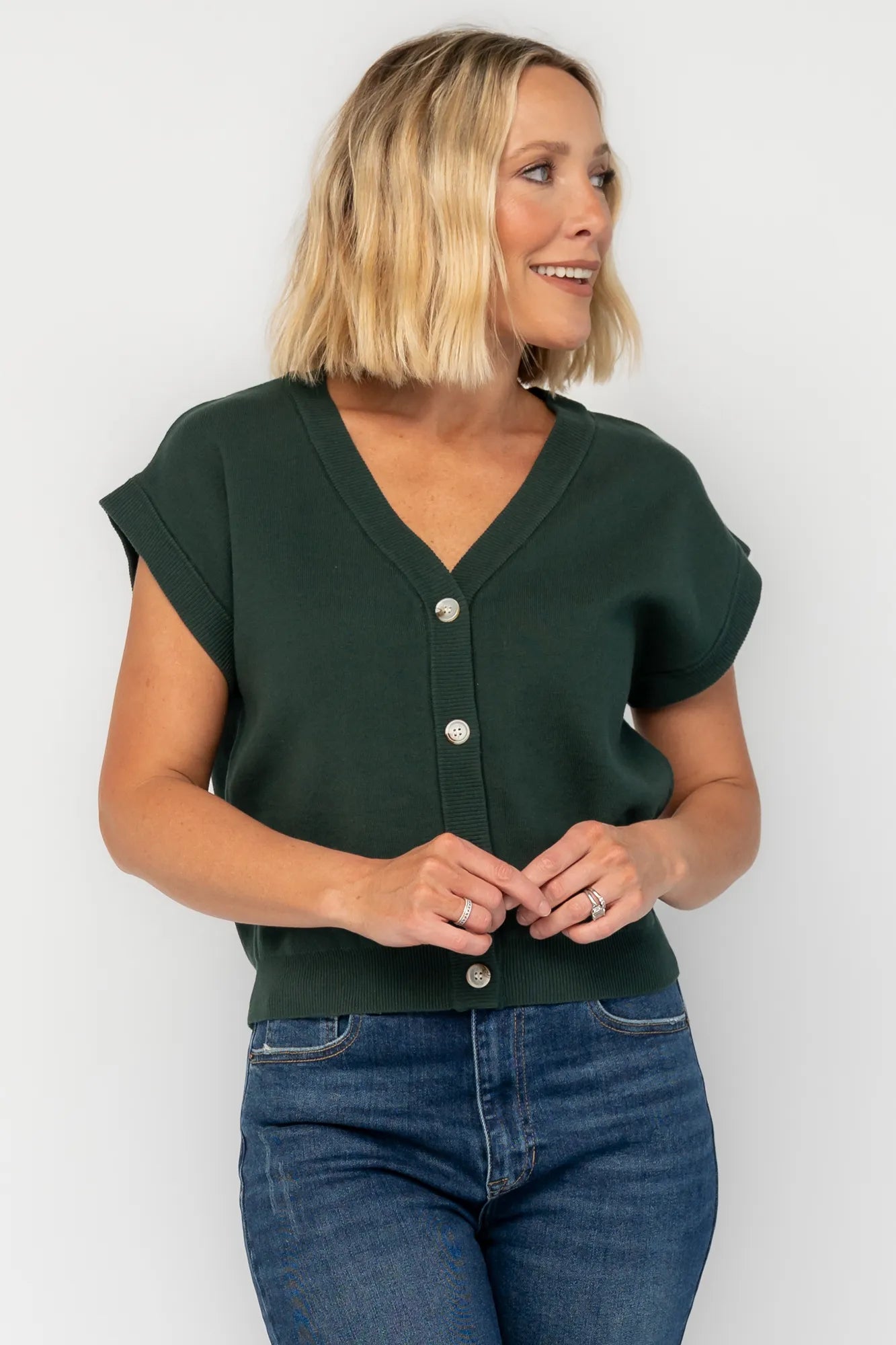 Lily Cardigan Sweater Top | Dark Green