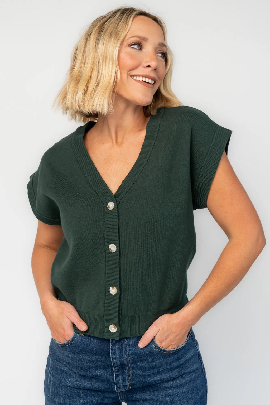 Lily Cardigan Sweater Top | Dark Green