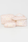 Kelani Quilted Cosmetic Bag Set | Pink