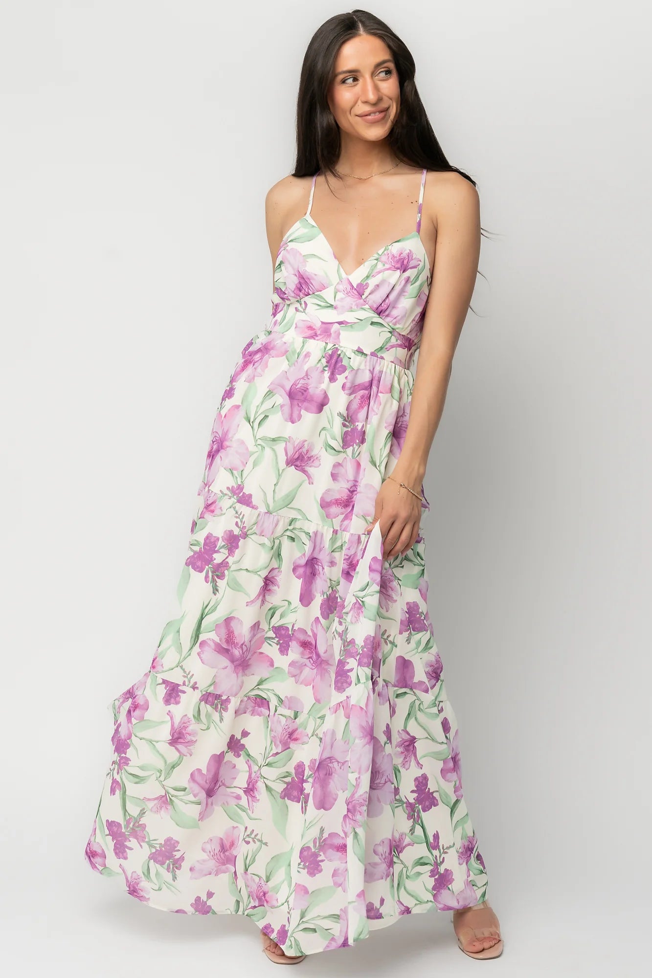Lina Maxi Dress | Purple + White Floral