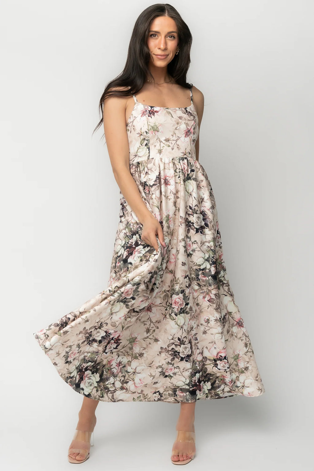 Celia Midi Dress | Beige Multi Floral