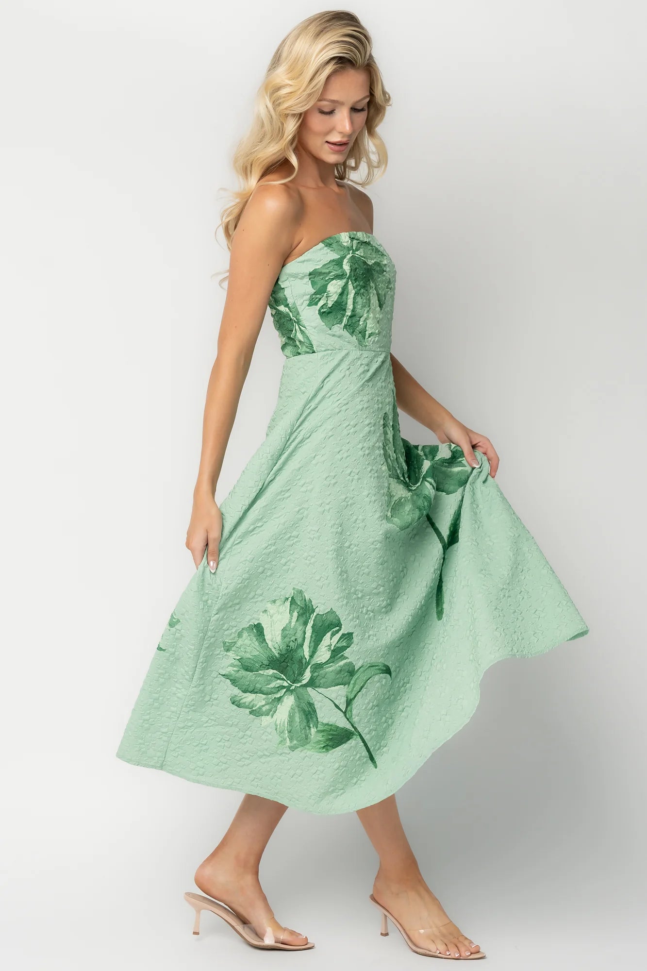Genesis Strapless Midi Dress | Mint Green