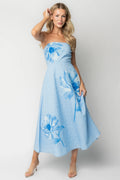 Genesis Strapless Midi Dress | Light Blue