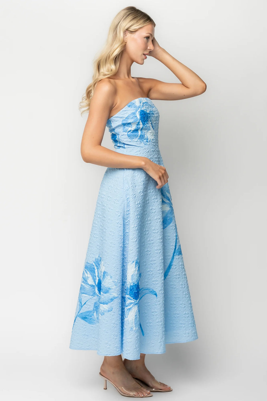 Genesis Strapless Midi Dress | Light Blue