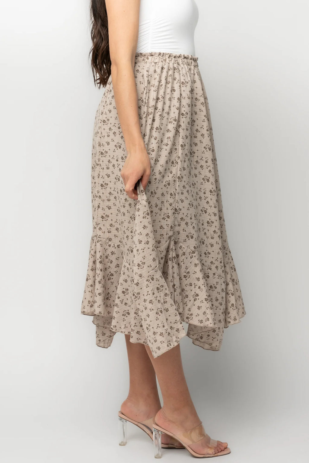 Wrenley Midi Skirt | Warm Taupe Floral