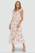 Arla Smocked Maxi Dress | Cream Floral