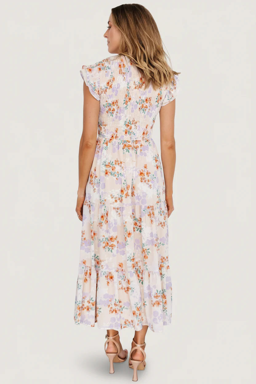Arla Smocked Maxi Dress | Cream Floral