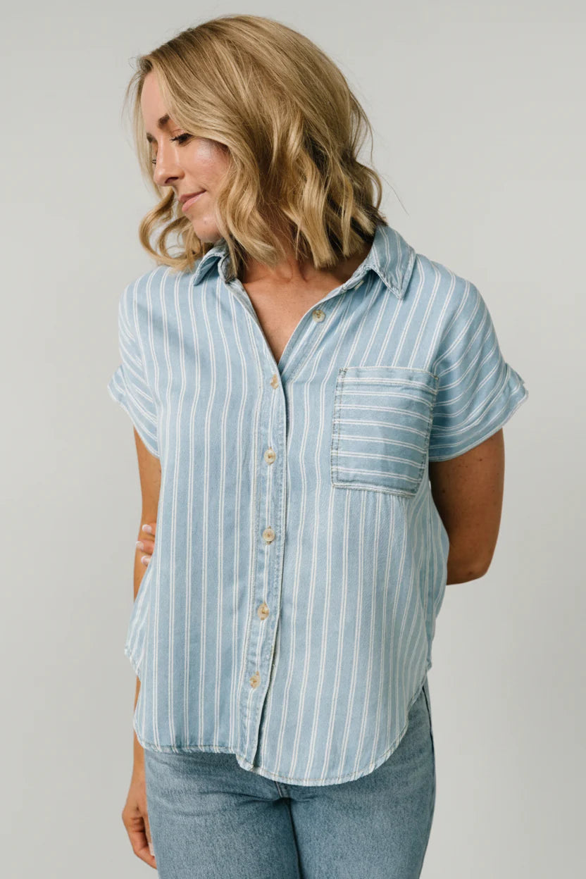 Berkley Striped Top | Denim Blue