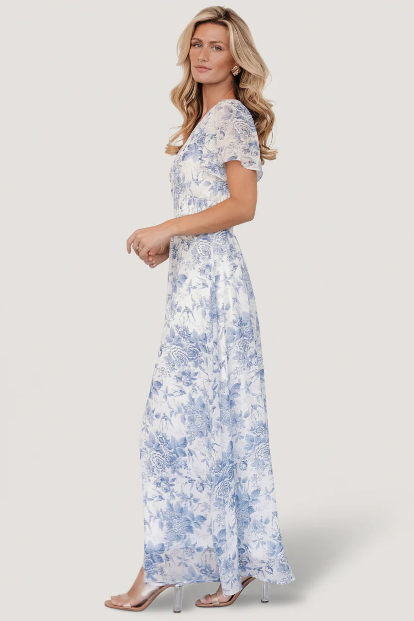 Birdie Maxi Dress | Off White + Blue