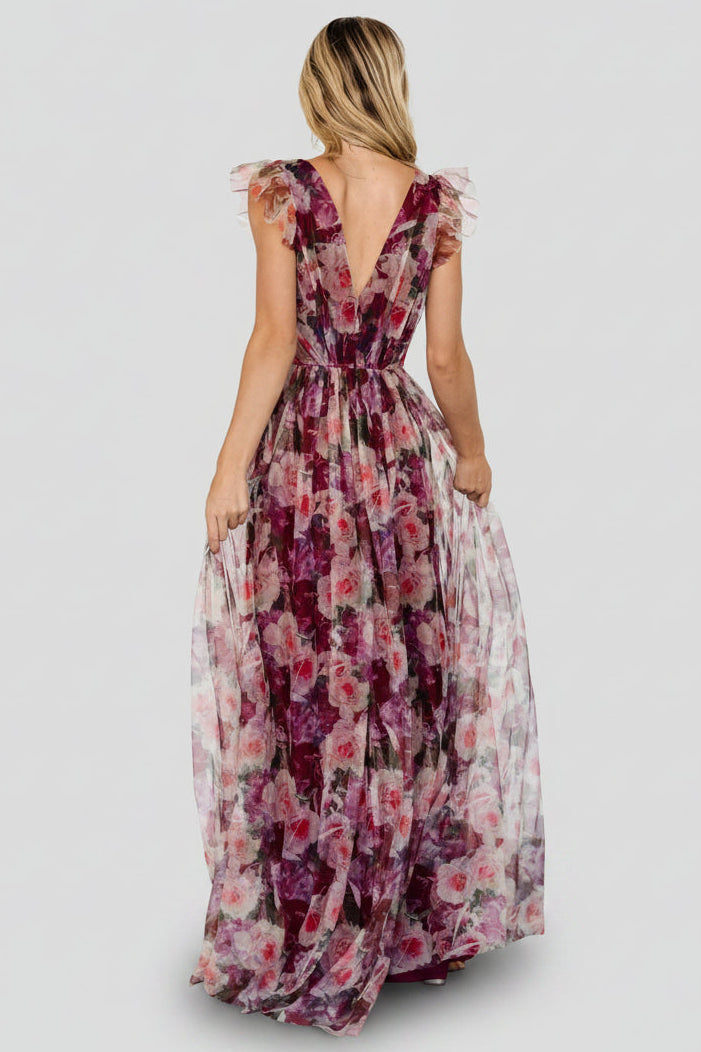 Carmine Maxi Dress | Wine Floral