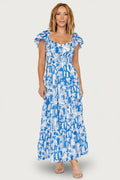Catira Maxi Dress | Blue + White